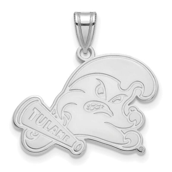 14k White Gold Tulane U. Large Pendant